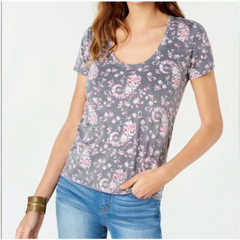 Lucky Brand Floral Burnout Tee